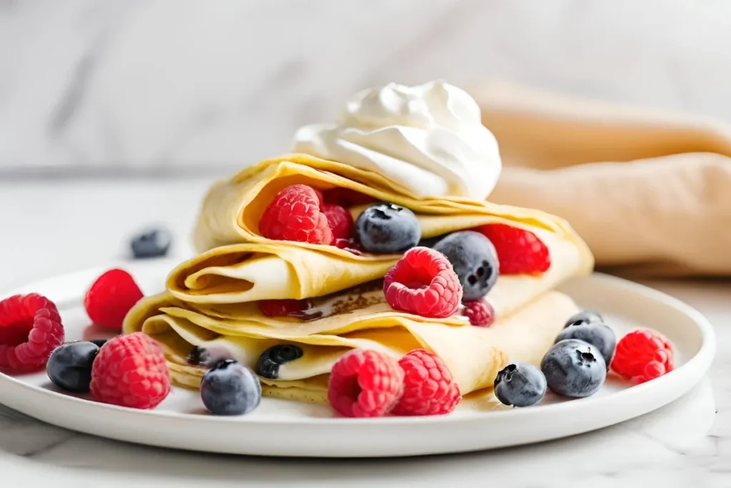 How to Make Sweet Crepes: Tips, Fillings, and Recipe Ideas 4 Sweet crepe with berries and cream
