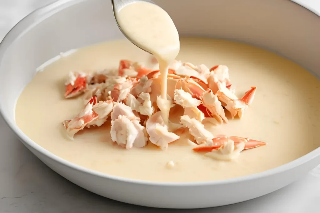 Crab Au Gratin Recipe: How to Make the Perfect Seafood Gratin 2 Crab meat and creamy sauce in a bowl