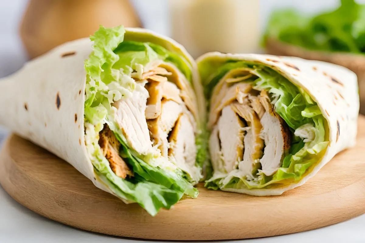 Chicken Caesar Wrap with lettuce