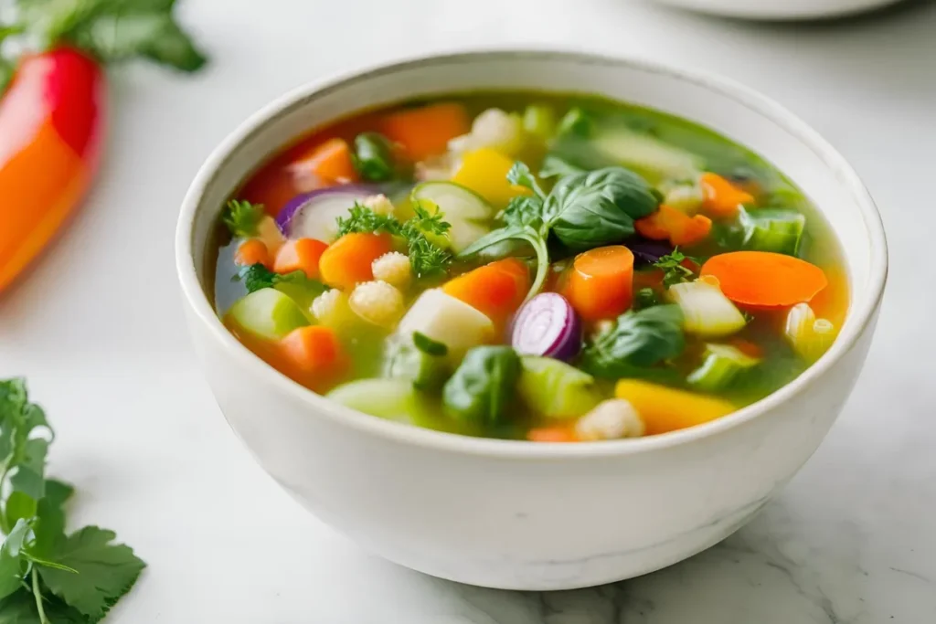 Delicious and Healthy Garden Vegetable Soup Recipe – Easy to Make and Nourishing 2 Garden Vegetable Soup in a bowl