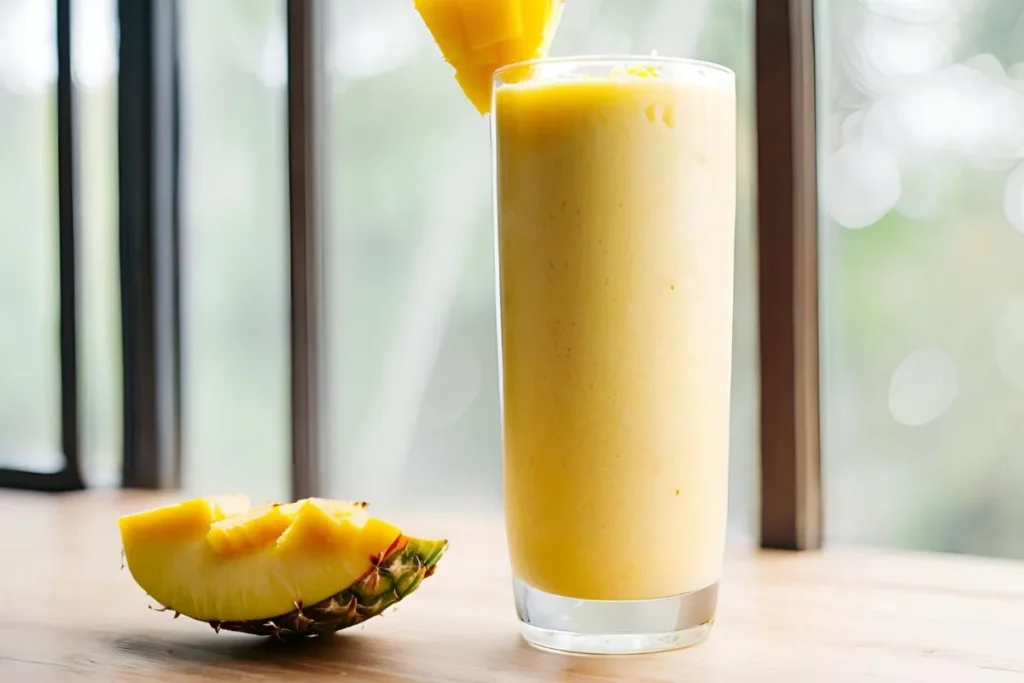 Kefir Smoothie: A Delicious and Gut-Friendly Drink 2 Fresh kefir smoothie with mango, pineapple, and coconut flakes
