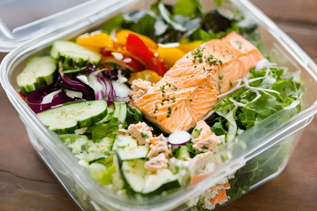Healthy Salad Recipe: Easy, Delicious & Nutritious 6 Healthy salad recipe packed in a container for a to-go lunch.